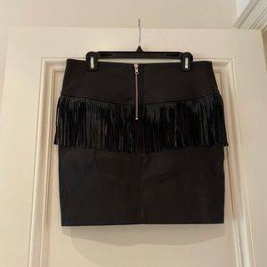 IRO Black Fringe Leather Skirt